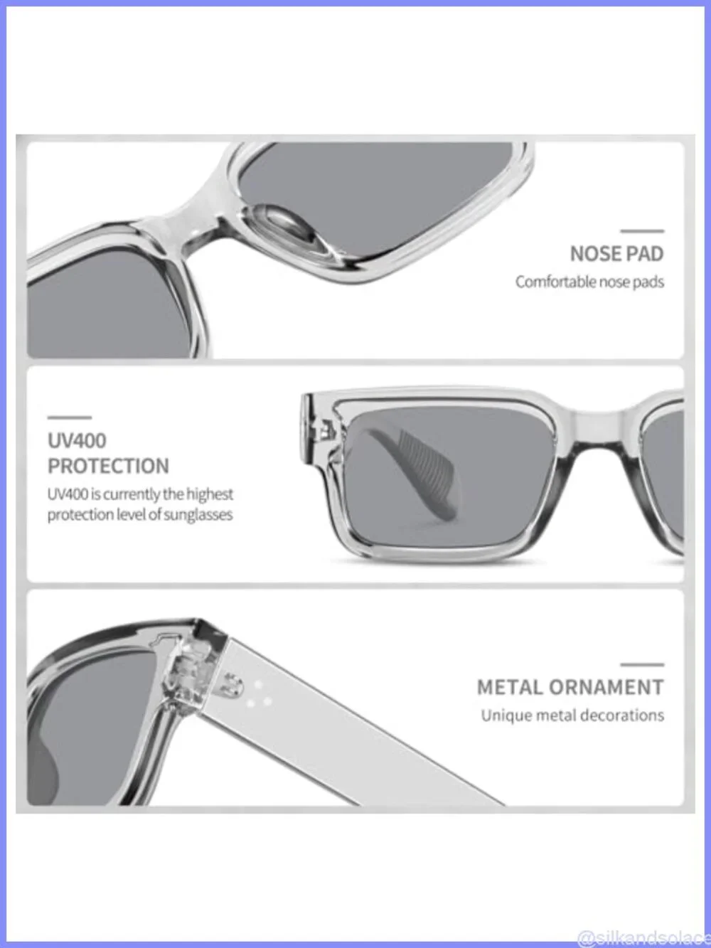 Square Frame Sunglasses Men Women Chunky Rectangle Retro Full Frame UV400